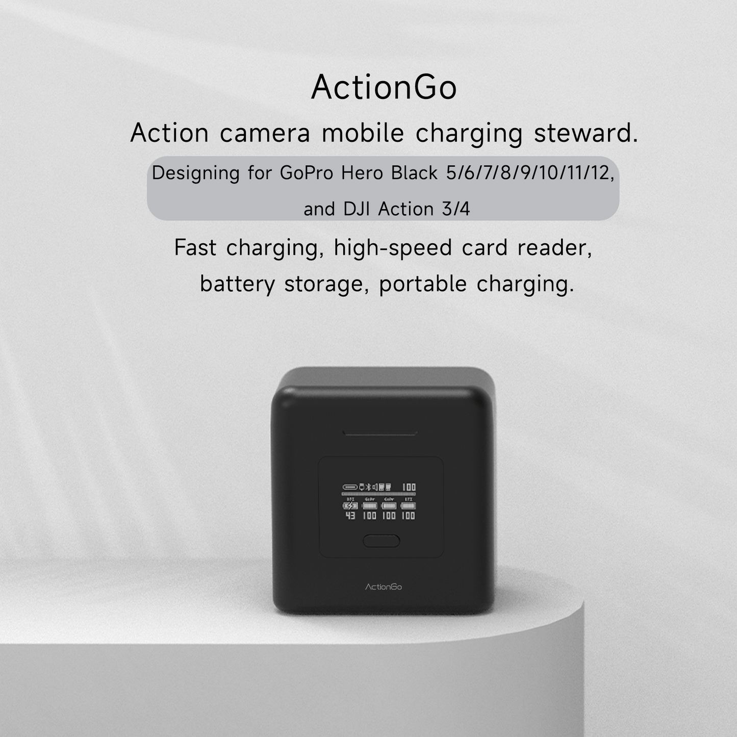 ActionGo 7000mAh Power Bank for DJI Action 3/4 and GoPro Hero Black 5-12 Camera Batteries,27W Smart 4 Channel USB C Fast Charger with Battery Organization and SD Card Reading Functions, Pocketable Power Supply for Outdoor Photography ISDT
