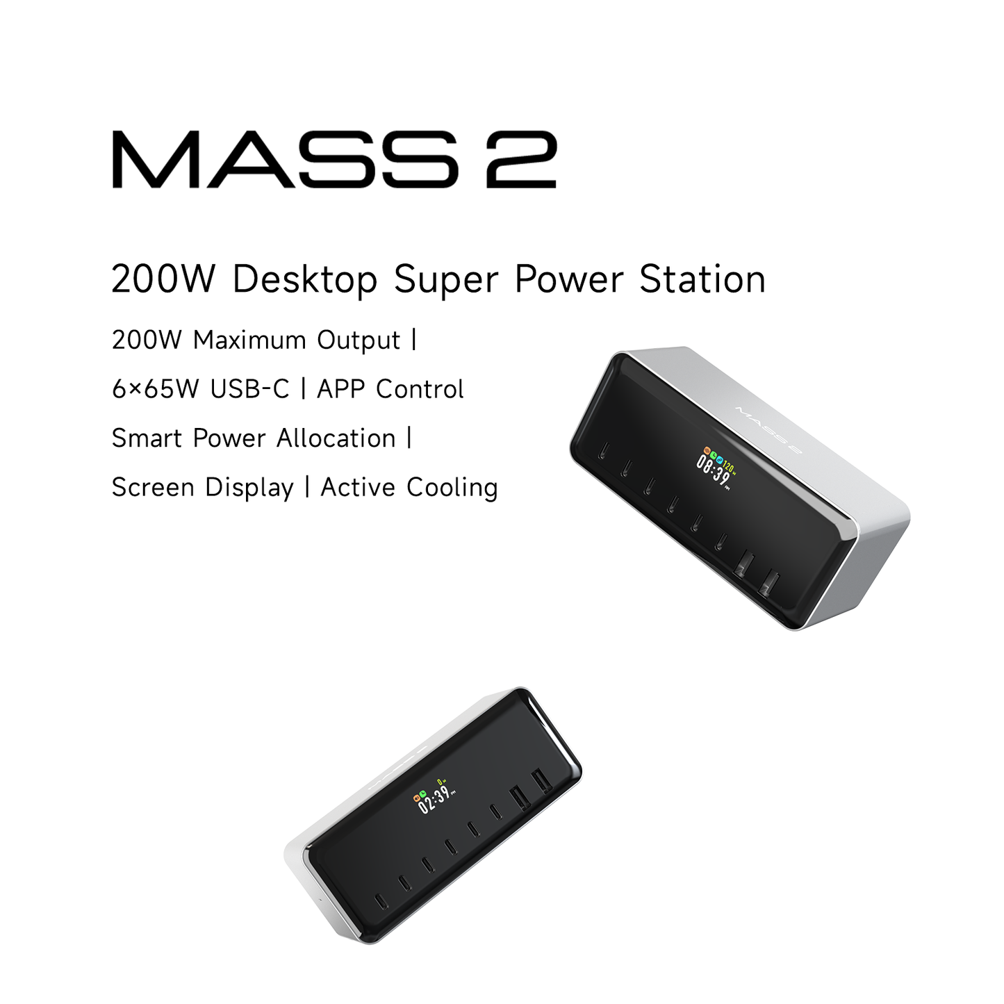 200W Desktop Power Station with 6 USB-C(65W) + 2 USB-A(24W) Ports,Fast Charger with APP Control,Smart Power Allocation,Screen Display,and Active Cooling Function,USB C Charger for Phone/iPad/Laptops ISDT Shop