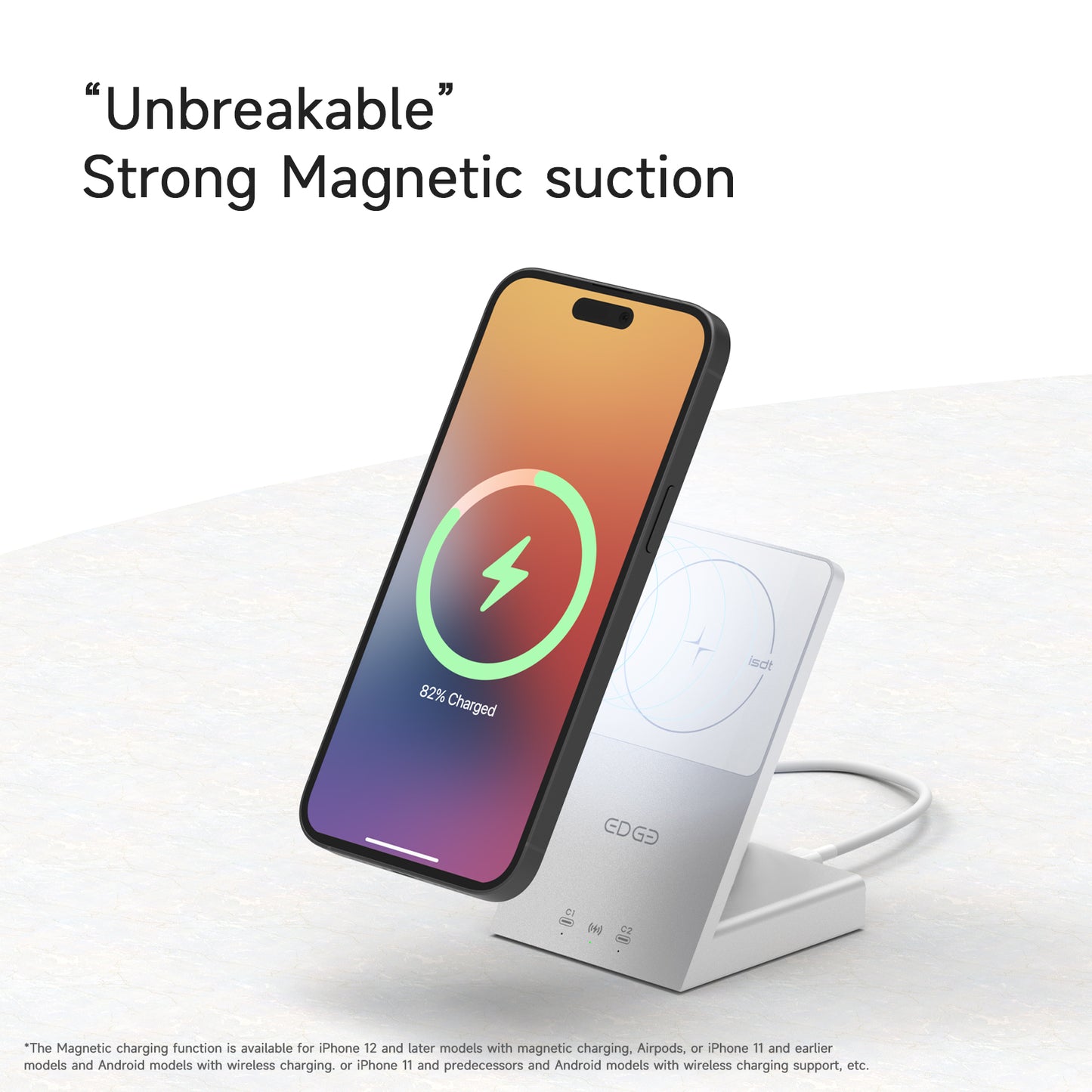 EDGE Series Wireless Charging Station,2 in 1 Wireless Charging Stand for iPhone,45W/15W Fast Charging Stand Dock for Apple Watch Series & AirPods ISDT