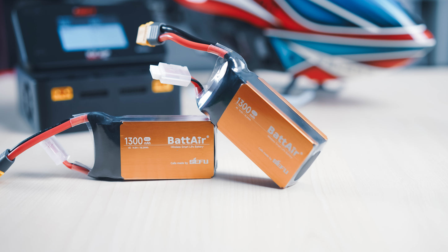 ISDT BattAir Smart Battery for RC Car, 4S 1300mAh 50C for RC Plane (2 Packs) ISDT
