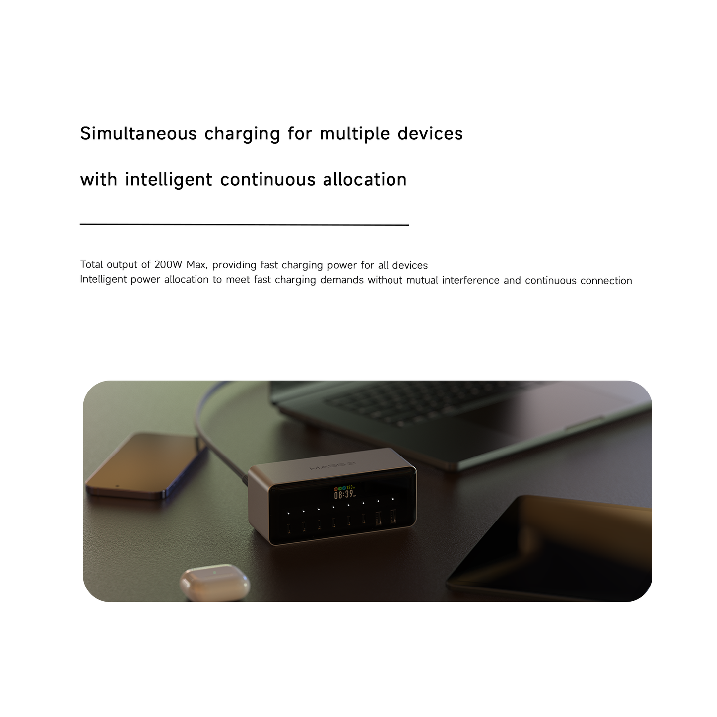 200W Desktop Power Station with 6 USB-C(65W) + 2 USB-A(24W) Ports,Fast Charger with APP Control,Smart Power Allocation,Screen Display,and Active Cooling Function,USB C Charger for Phone/iPad/Laptops ISDT Shop