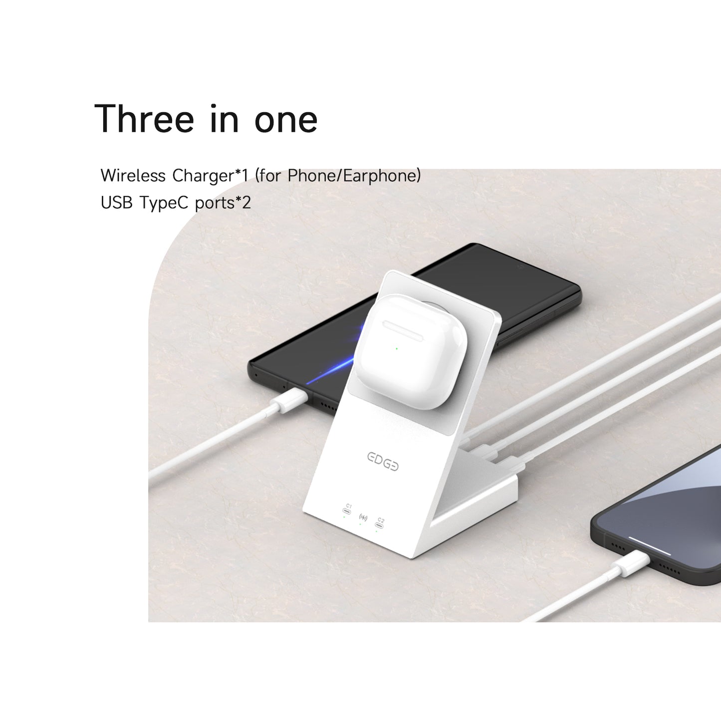 EDGE Series Wireless Charging Station,2 in 1 Wireless Charging Stand for iPhone,45W/15W Fast Charging Stand Dock for Apple Watch Series & AirPods ISDT