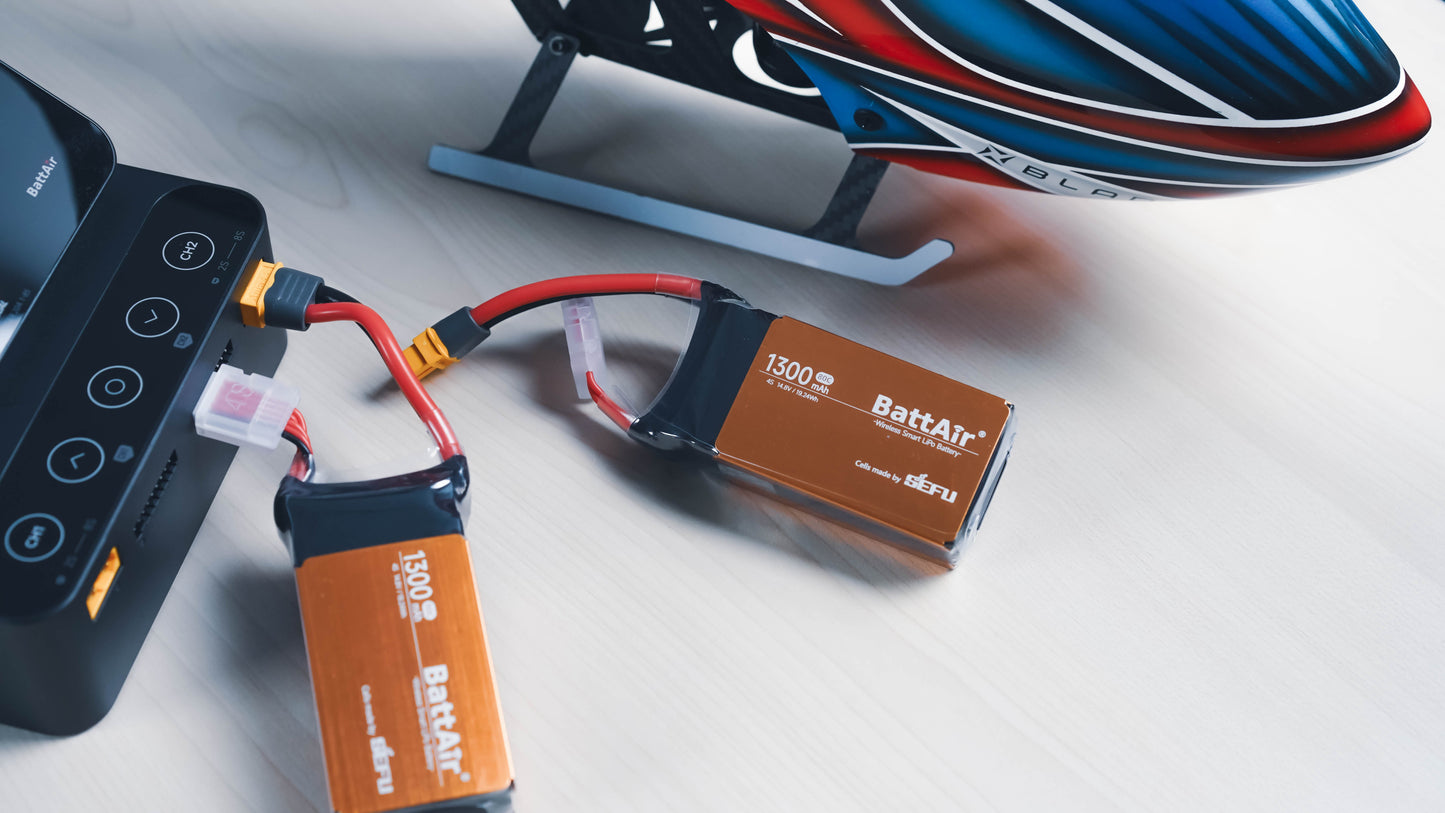 ISDT BattAir Smart Battery for RC Car, 4S 1300mAh 50C for RC Plane (2 Packs) ISDT
