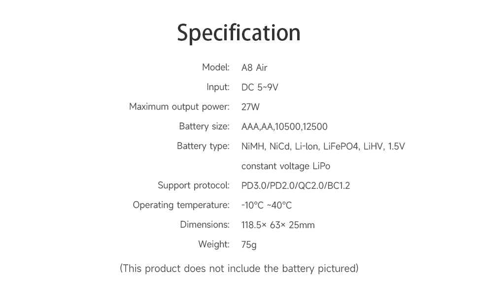 A8 Air Battery Charger,8-Slot Speedy Smart Battery Fast Charger with Bluetooth Function,Discharge Protect Function Rechargeable Battery Charger for AA AAA ISDT
