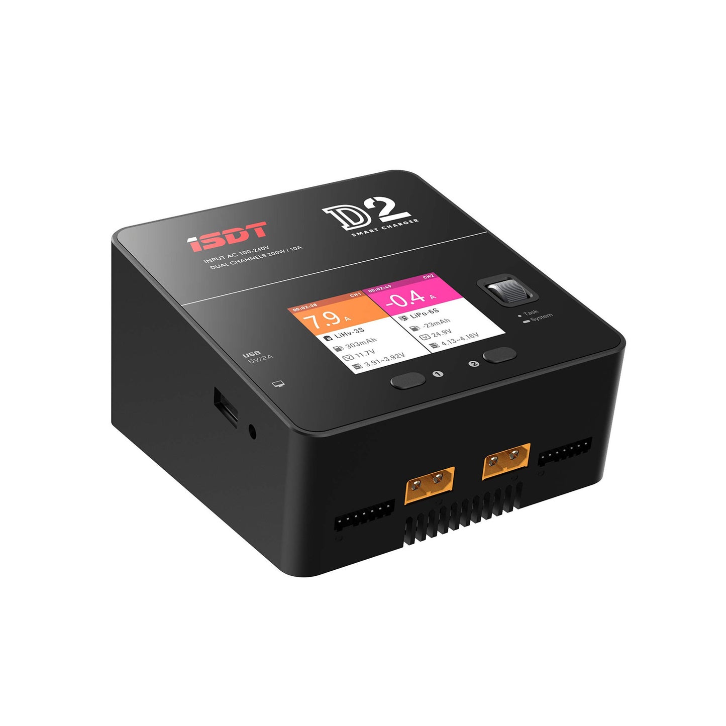 D2 Mark 2 LiPo Battery Balance Charger,Dual 200W 12A AC Channel Output Charger ISDT