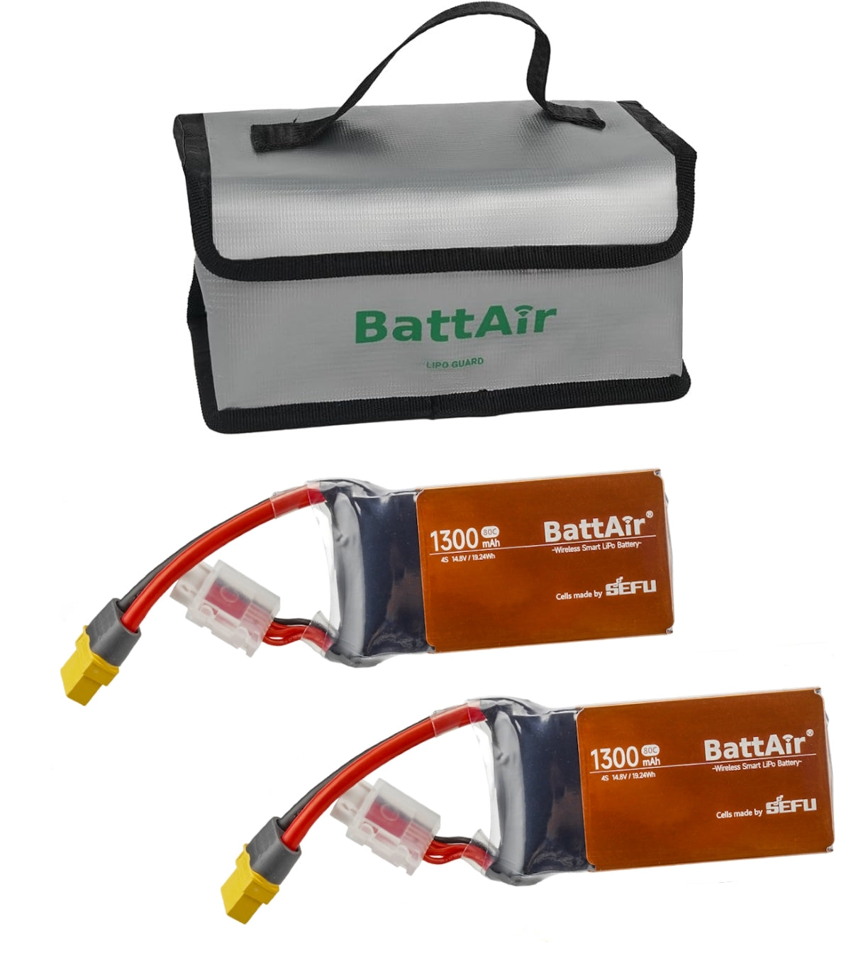 ISDT BattAir Smart Battery for RC Car, 4S 1300mAh 50C for RC Plane (2 Packs) ISDT