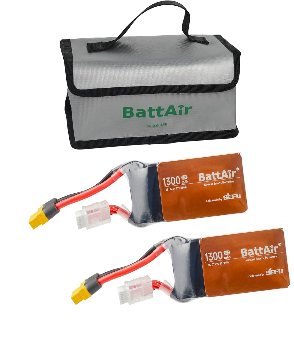 ISDT BattAir Smart Battery for RC Car, 6S 1300mAh 80C for RC Plane (2 Packs) ISDT