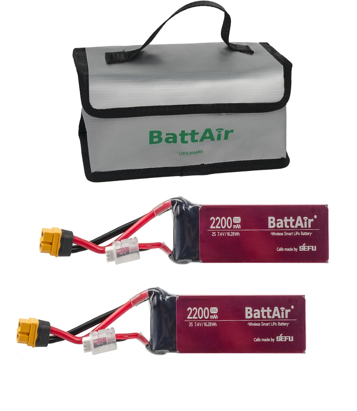 ISDT BattAir Smart Battery for RC Car, 2S 2200mAh 50C for RC Plane (2 Packs) ISDT