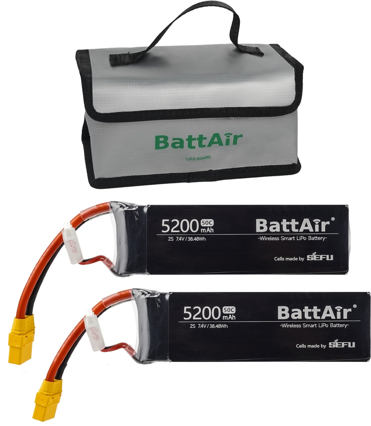 ISDT BattAir Smart Battery for RC Car, 2S 5200mAh 80C for RC Plane (2 Pack) ISDT