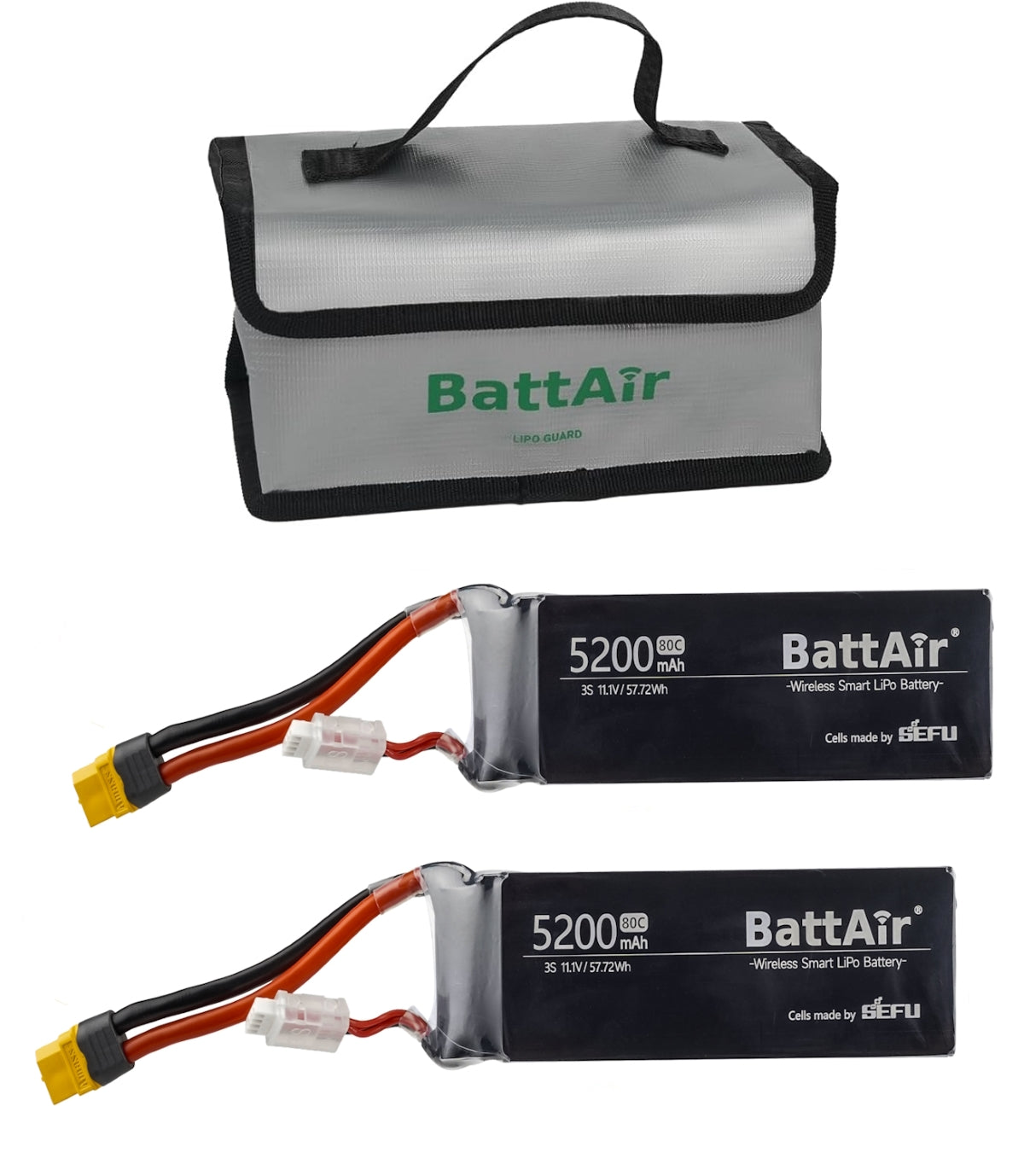 ISDT BattAir Smart Battery for RC Car, 3S 5200mAh 80C for RC Plane (2 Pack) ISDT