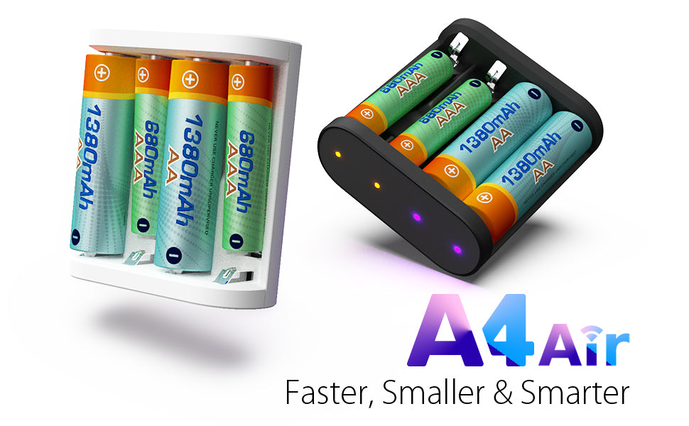 A4 Air Battery Charger,Smart AA/AAA Battery Charger with Bluetooth Connection Function ISDT