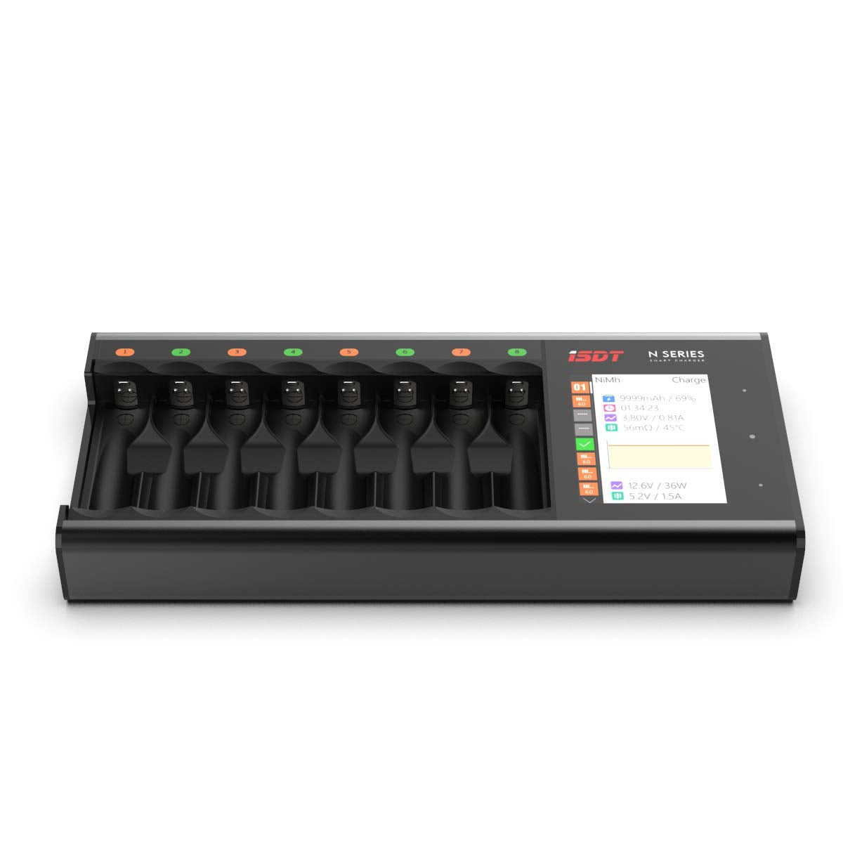 N8 8-Slot Smart Household Charger,Fast Charger for AA AAA Rechargeable Batteries ISDT