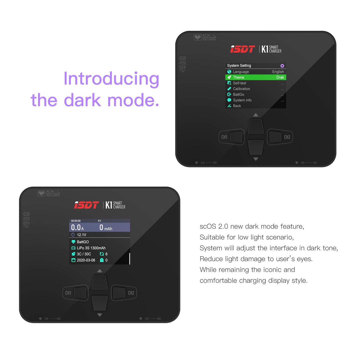K1 Lipo Battery Balance Charger,1-6S AC 100W DC 2 x 250W 10A Smart Charger ISDT
