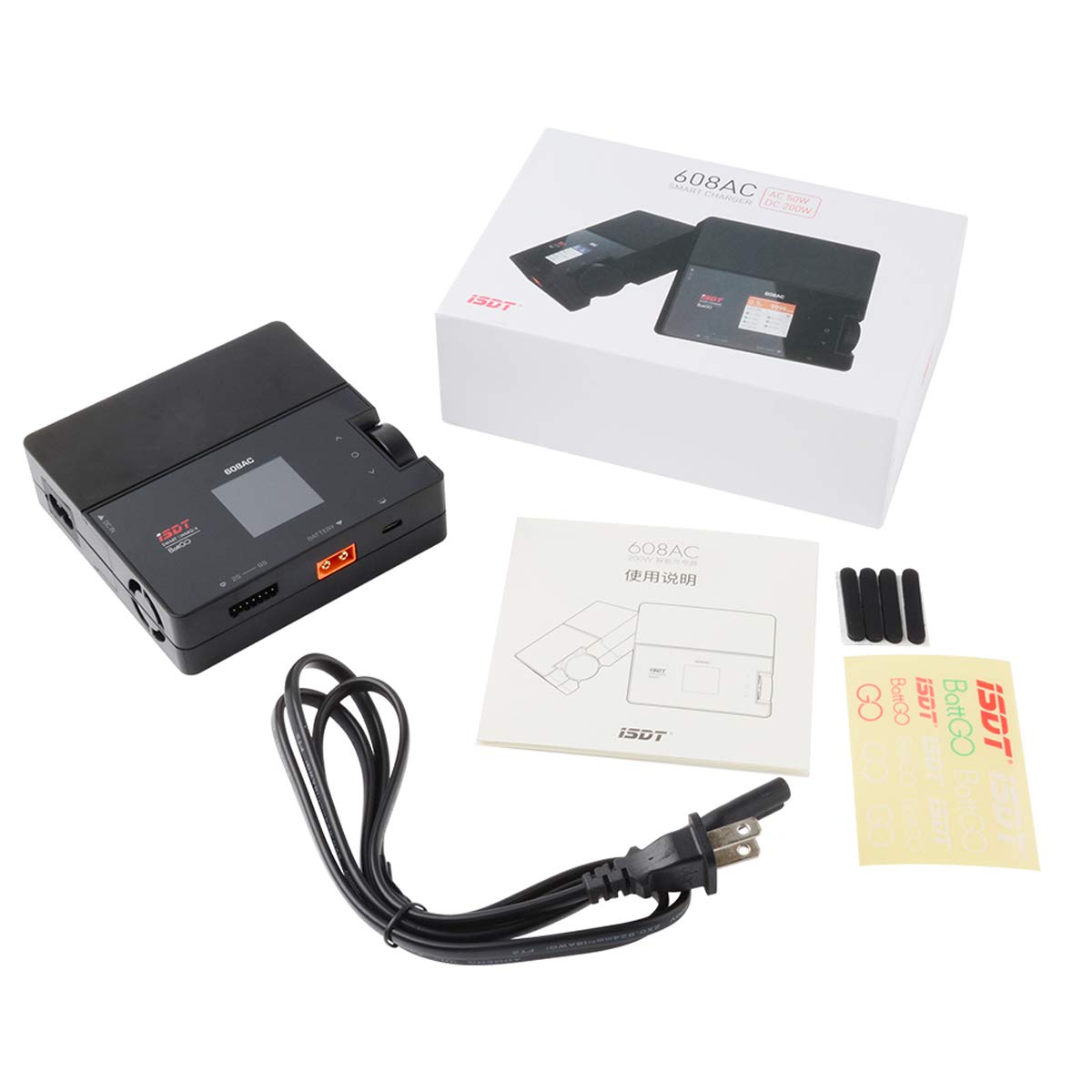 608 AC Lipo Battery Charger,AC 50W/DC 200W Dual Mode RC Discharger/Charger ISDT
