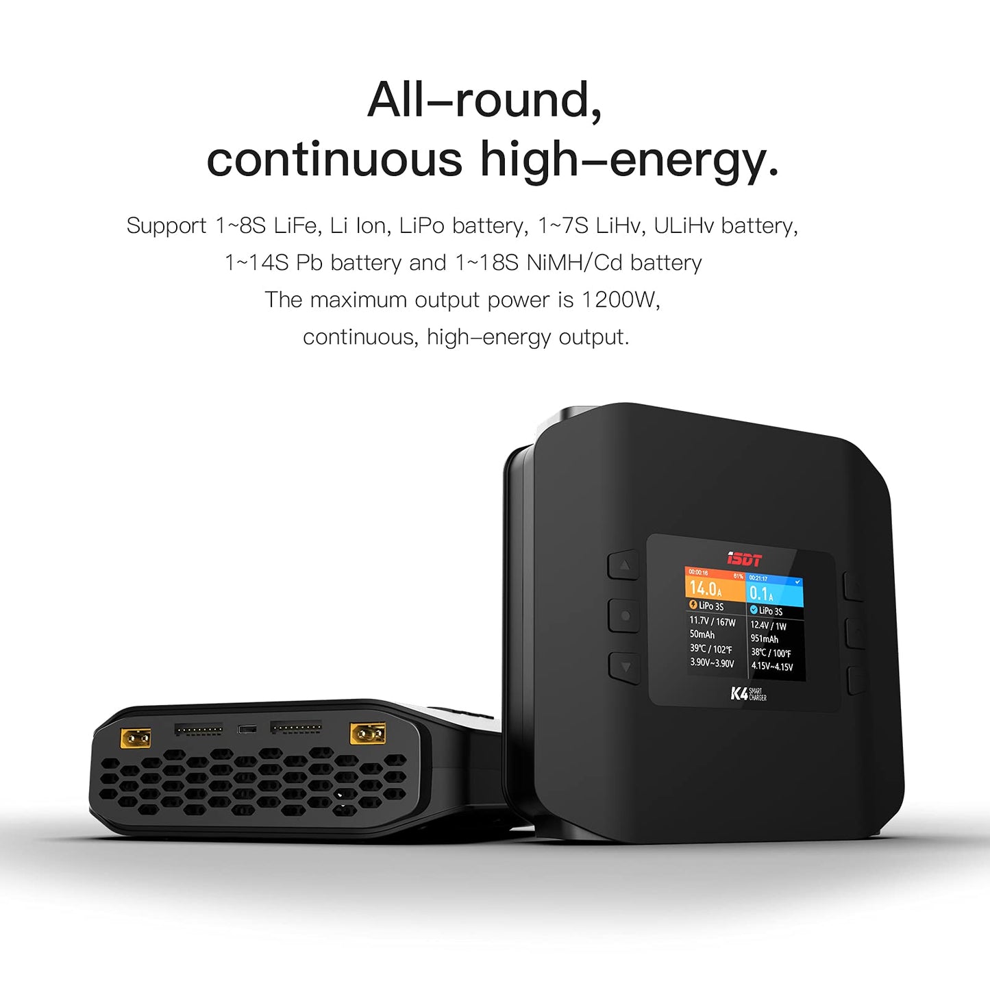 ISDT K4 LiPo Charge/Discharge Cycle Mode Charger,AC 400W DC 600Wx2 Smart Remote Mobile Operation Charger ISDT