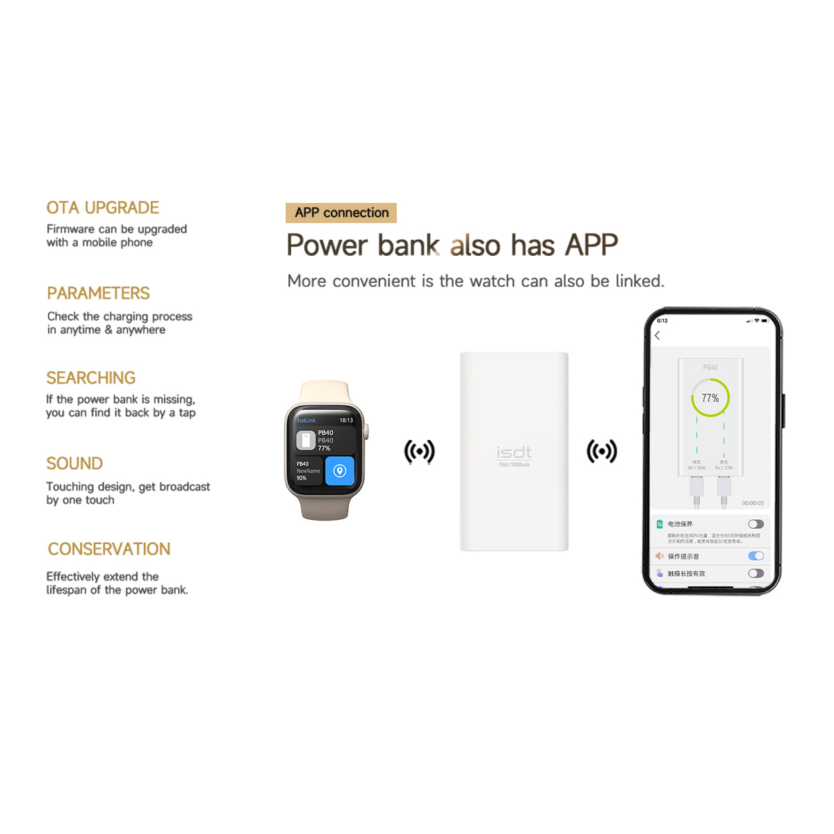 PB40 10000mAh 15/18W USB-C PD 3.0 Fast Charge Power Bank ISDT