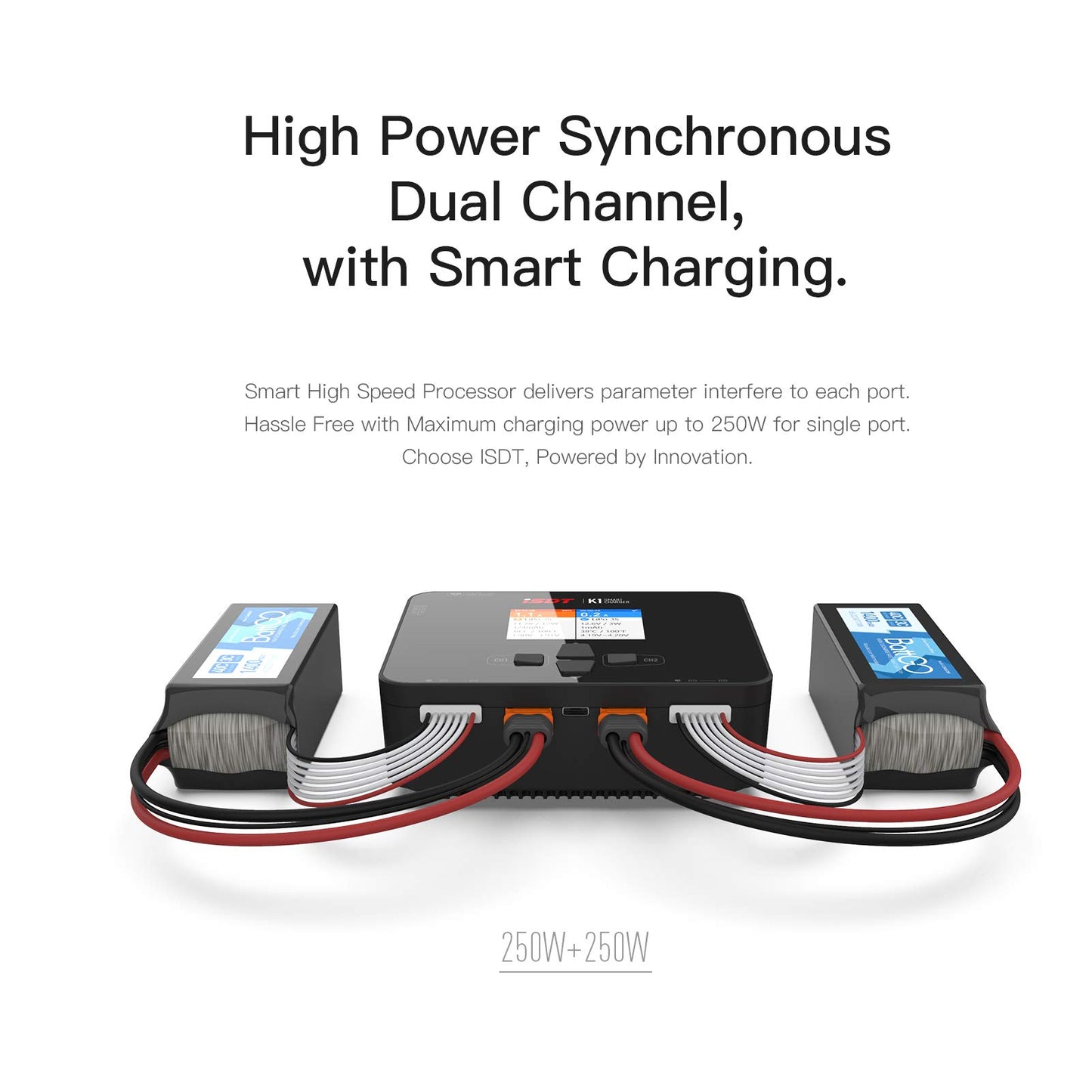 K1 Lipo Battery Balance Charger,1-6S AC 100W DC 2 x 250W 10A Smart Charger ISDT
