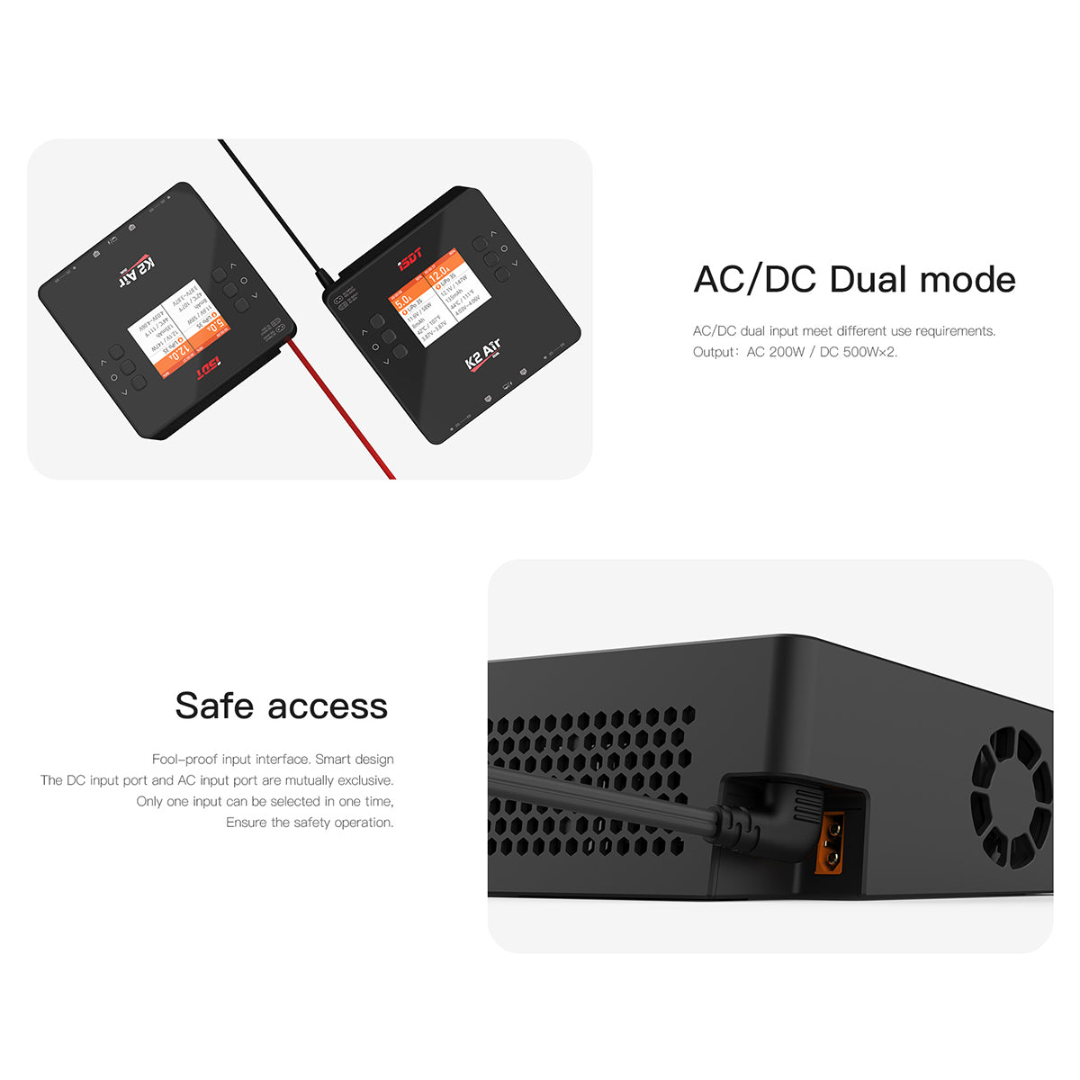 K2 Air Bluetooth Remote Control Lipo Charger,AC/DC 200W/500Wx2 20A Smart Balance Discharger/Charger ISDT