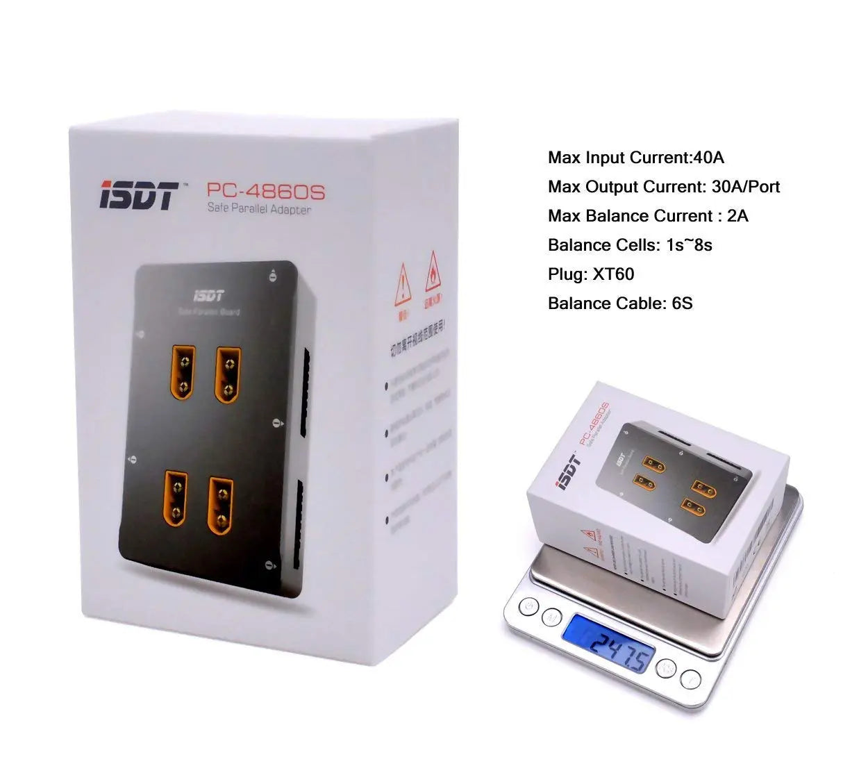 PC-4860S LiPo Parallel Charging Board, 1-8S XT60 Safe Charge Board Balance Plate Lipo Batteries ISDT