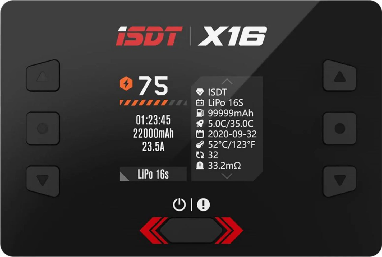 X16 Lipo Charger,1100W x 2/20A x 2 Dual Channel Lipo Charge and Discharge Cycle Balance Charger for 2~16S Batteries ISDT