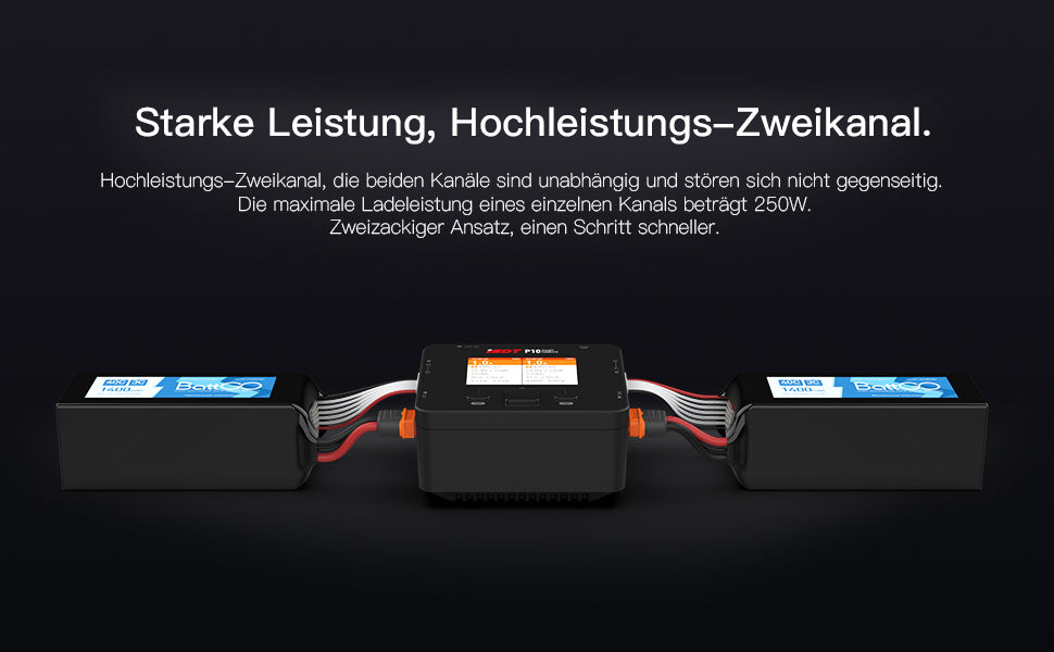 P10 Smart Lipo Charger,DC 250 W/10 A x 2 Dual Channel Lipo Battery Charger ISDT