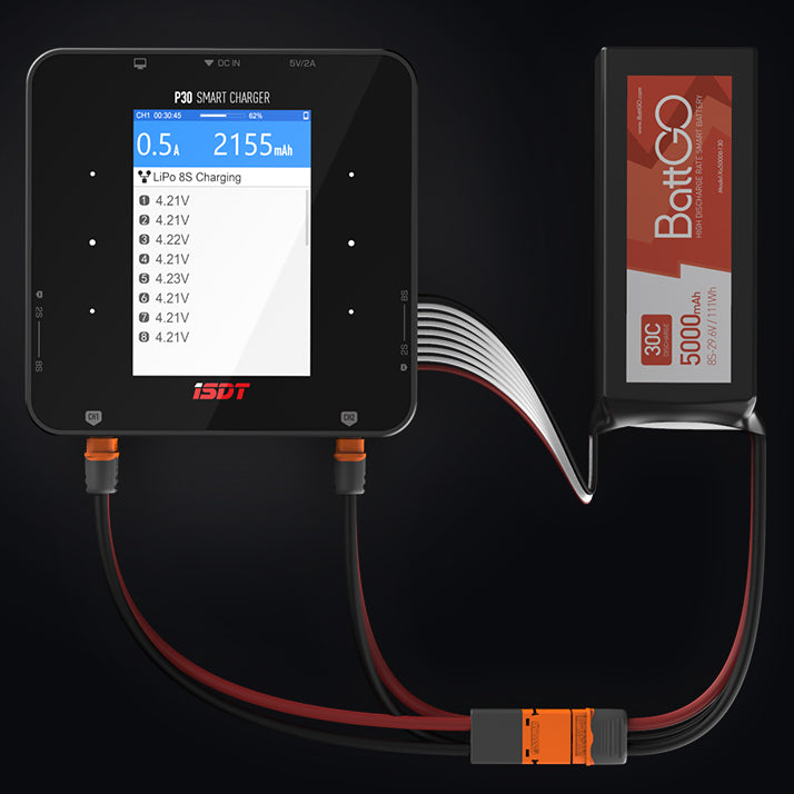 P30 1000 W x 2 30 A x 2 Dual Channel Bluetooth Lipo Battery Charger ISDT