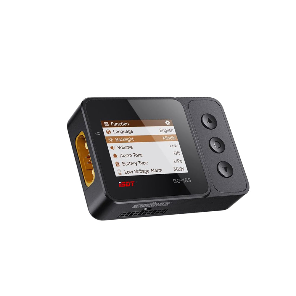 ISDT BG-18S Battery Meter, LCD Display Digital Battery Capacity Checker and Balancer for LiFe, LiPo, LiHv, ULiHv 12-18S