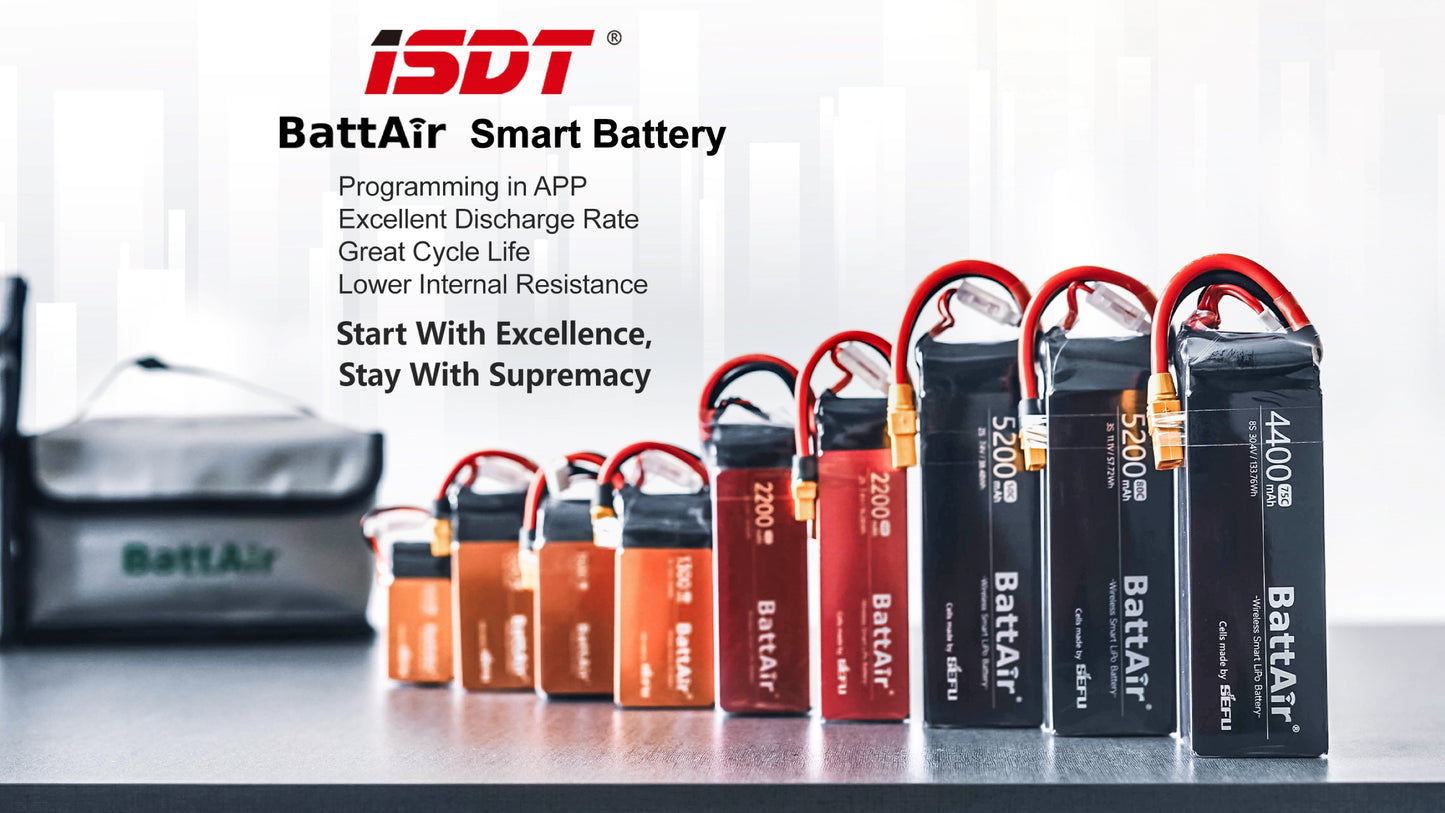 ISDT BattAir Smart Battery for RC Car, 6S 1300mAh 80C for RC Plane (2 Packs) ISDT