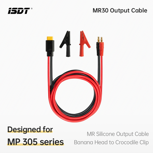 ISDT MR30 Output Cable Silicone Wire For MP305 Power Supply, 4mm Banana Plug with Replaceable Alligator Clips ISDT Shop