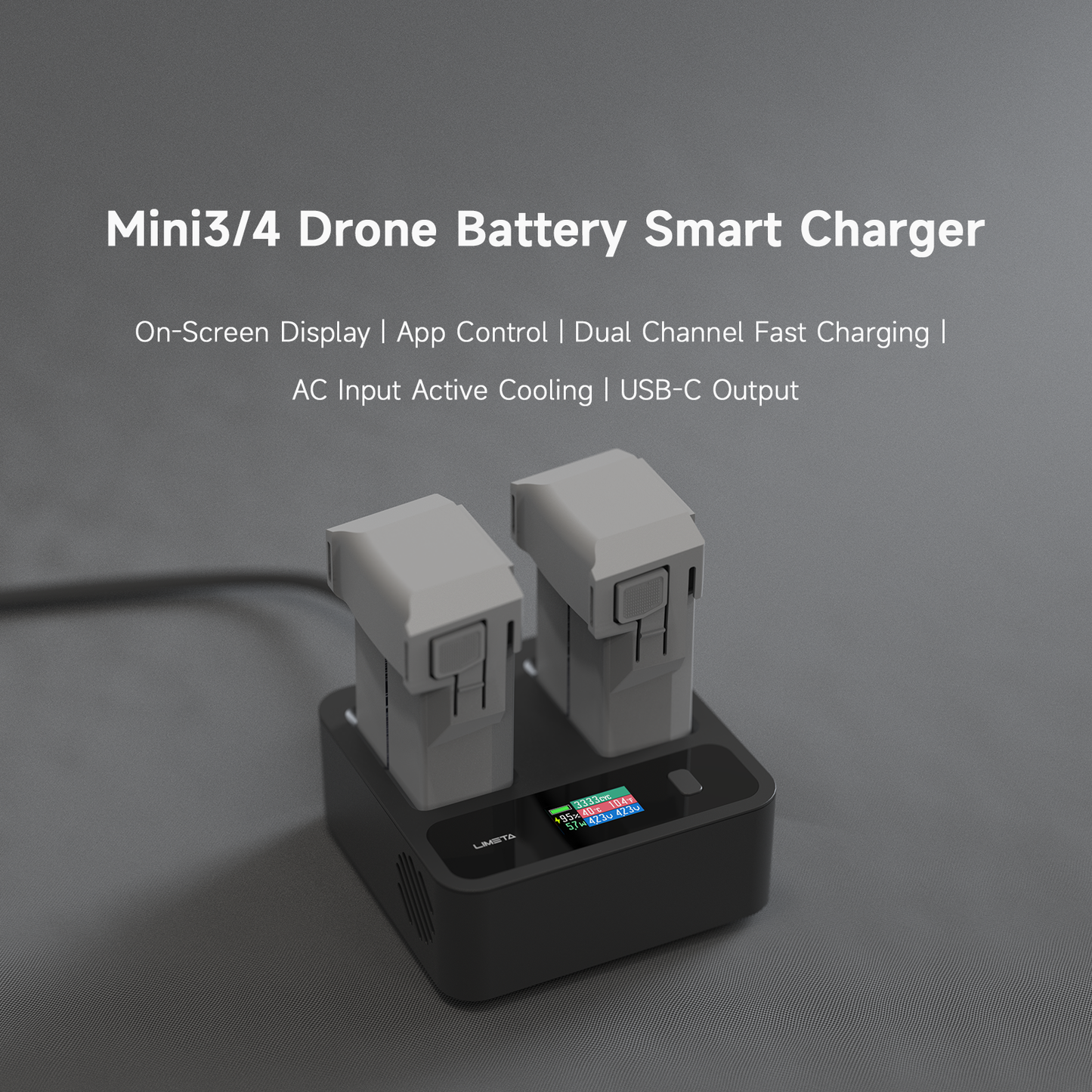 Mini 3/4 Drone Battery Charger,Smart Charger with Dual-Channel 72W Fast Charging, APP Control, HD Display, Silent Cooling, Compact USB-C Charger for Drone, Remote, Phone, Tablet ISDT