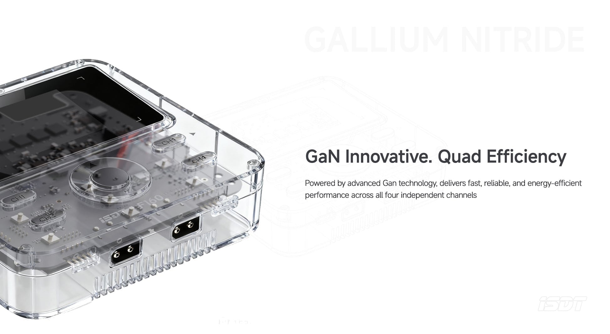 ISDT F160 Lipo Battery GaN technology 4 channels 40W AC Charger 5W ×4 Discharger LiHv/LiPo/Life/Lilon NiMH/Pb Charger ISDT Shop