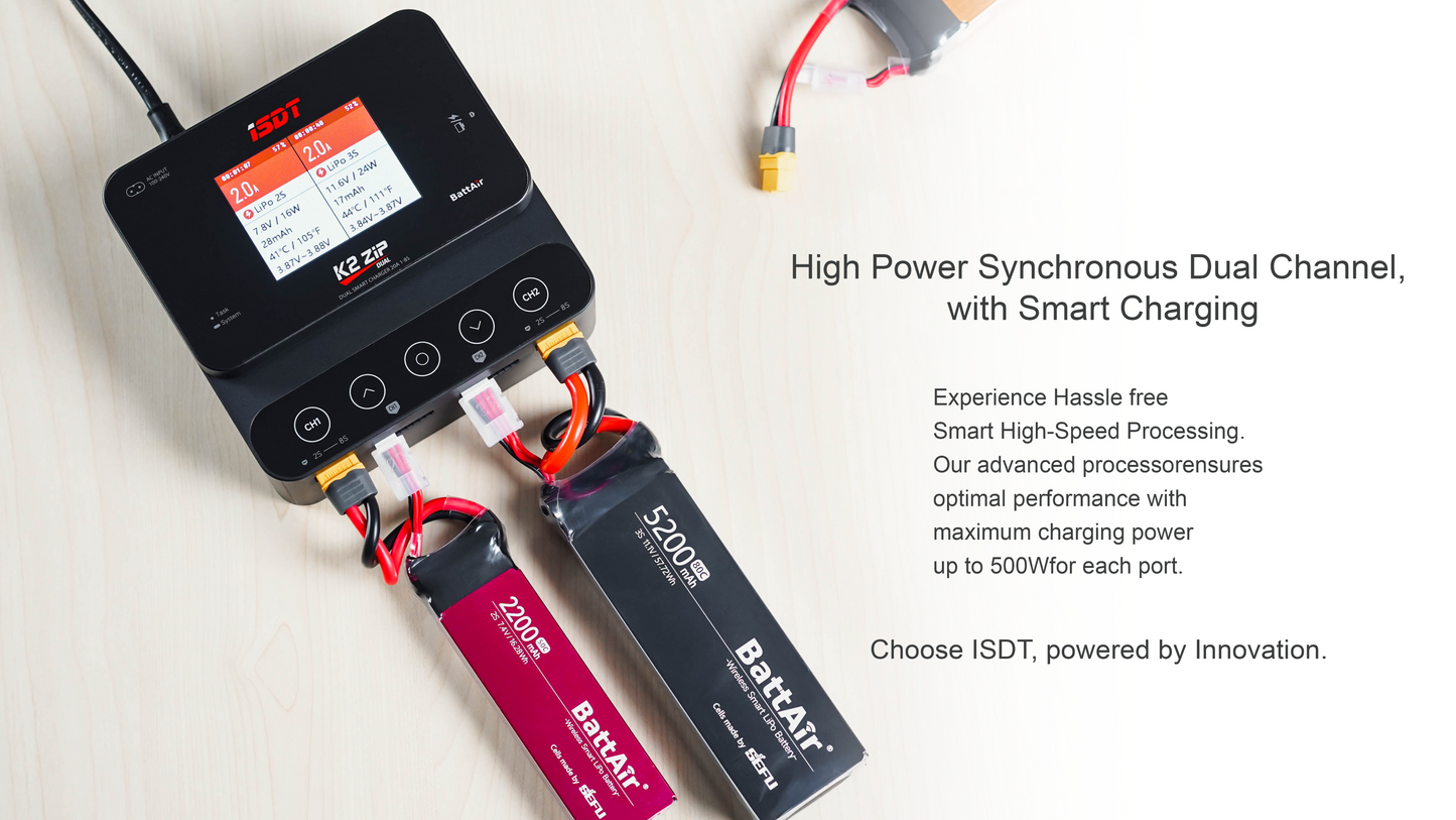 ISDT K2 Zip Lipo Battery Balance Charger Discharger 1-8S AC 200W DC 500Wx2 20A Smart Charger for Life, Lilon, LiPo, LiHv/Pb/NiMH Battery Balance Charger ISDT Shop