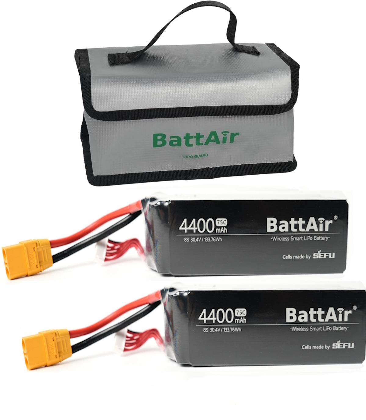 ISDT 30.4V Smart Lipo Batteries 8S 4400mAh 75C BattAir RC Car Battery with XT-60 Connector Hobby Batteries with Lipo Bag for RC Airplanes, Helicopters, Planes, Boats 1:10, Mobile Phone Controllable (2 Packs) ISDT Shop