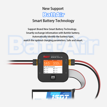 ISDT Q6 Retro 350W 16A DC Smart Pocket Charger, XT60 Battery Charger for 1-6S Life/LiPo/LiHV, Compact & Portable with USB-C Firmware Upgrade, Adjustable Digital Power Supply Mode ISDT