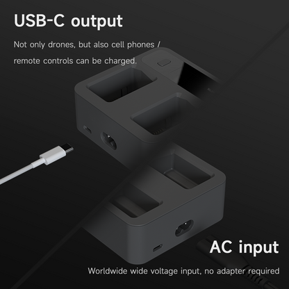 Mini 3/4 Drone Battery Charger,Smart Charger with Dual-Channel 72W Fast Charging, APP Control, HD Display, Silent Cooling, Compact USB-C Charger for Drone, Remote, Phone, Tablet ISDT