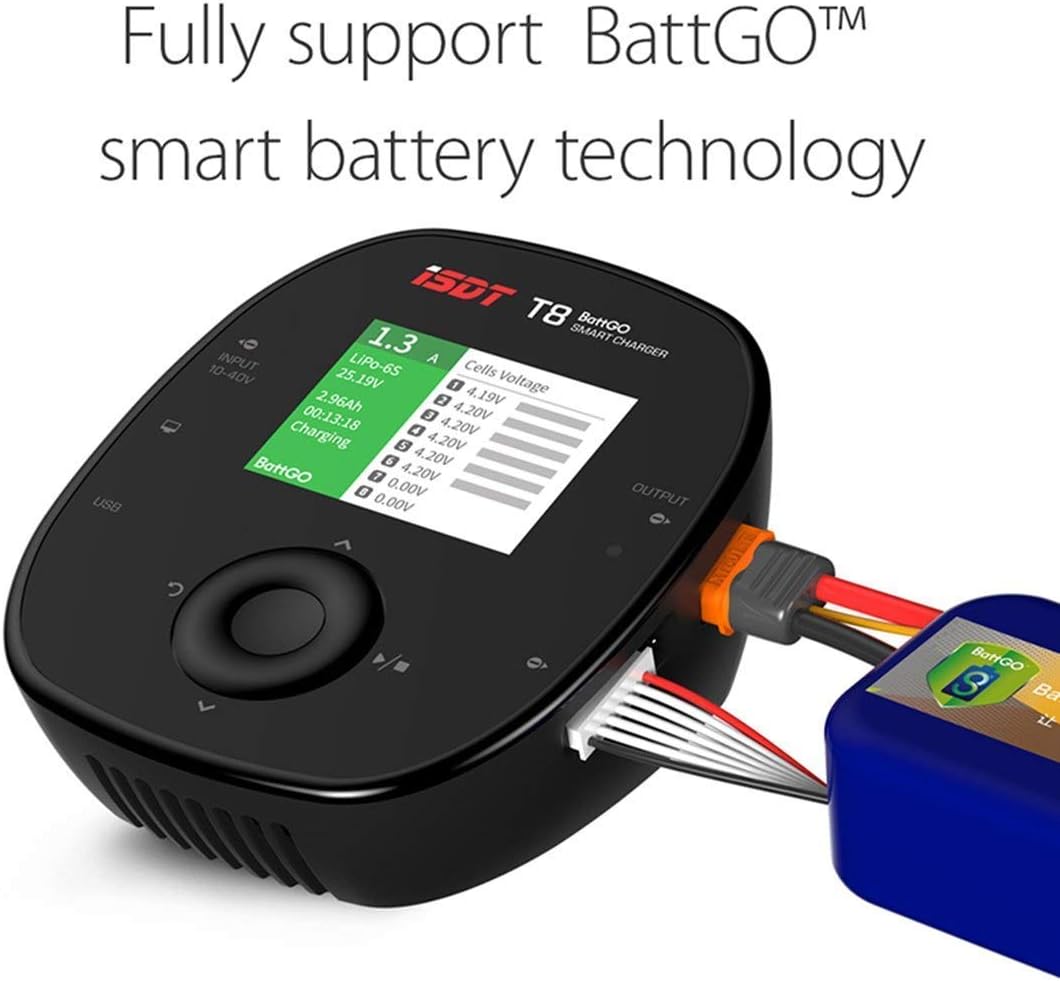 ISDT T6 Battgo Lipo Battery Charger/Discharger, Balance Charger Discharger 35A 780W DC 2-6S LCD Display Digital Smart Battery Balance Charger for Li-Po Li-Hv Li-Ion Li-Fe NiMH Ni-Cd Pb ISDT Shop