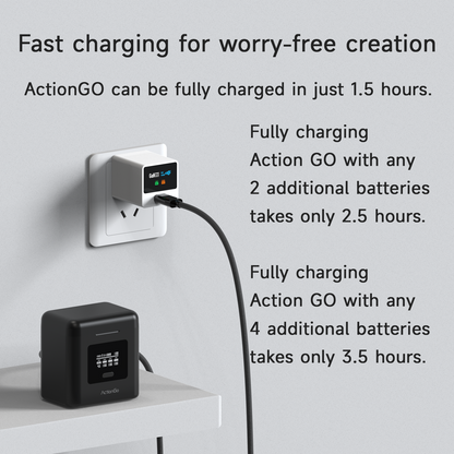 ActionGo 7000mAh Power Bank for DJI Action 3/4 and GoPro Hero Black 5-12 Camera Batteries,27W Smart 4 Channel USB C Fast Charger with Battery Organization and SD Card Reading Functions, Pocketable Power Supply for Outdoor Photography ISDT