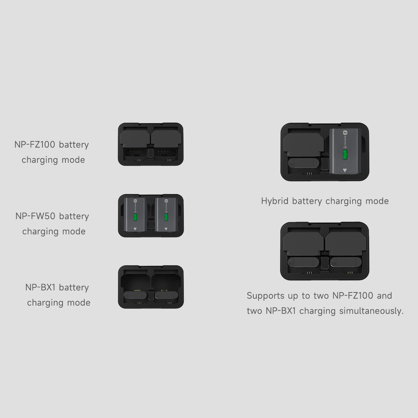 NP2GO 4 Channels Fast Camera Battery Charger,Smart Charger/10000mAh Power Bank for Sony Batteries ISDT