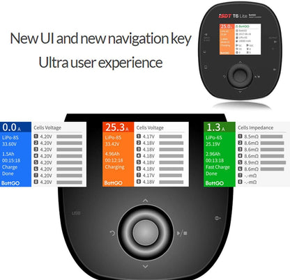 ISDT T6 Battgo Lipo Battery Charger/Discharger, Balance Charger Discharger 35A 780W DC 2-6S LCD Display Digital Smart Battery Balance Charger for Li-Po Li-Hv Li-Ion Li-Fe NiMH Ni-Cd Pb ISDT Shop