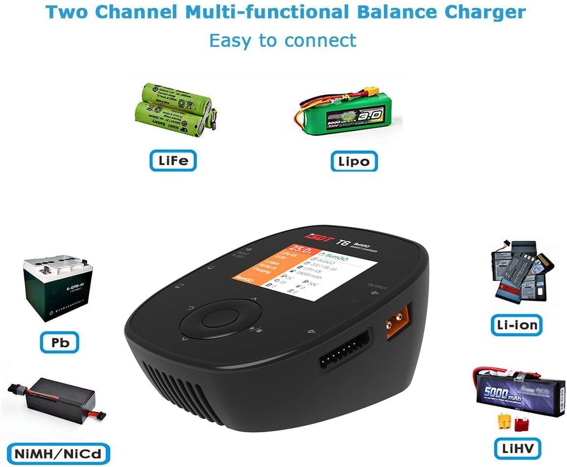 ISDT T6 Battgo Lipo Battery Charger/Discharger, Balance Charger Discharger 35A 780W DC 2-6S LCD Display Digital Smart Battery Balance Charger for Li-Po Li-Hv Li-Ion Li-Fe NiMH Ni-Cd Pb ISDT Shop
