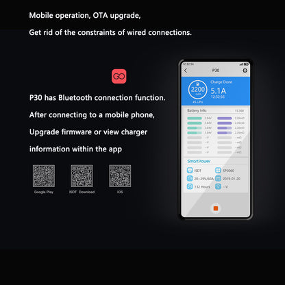 P30 1000W x 2/30A x 2 Dual Channel Bluetooth Lipo Battery Charger ISDT