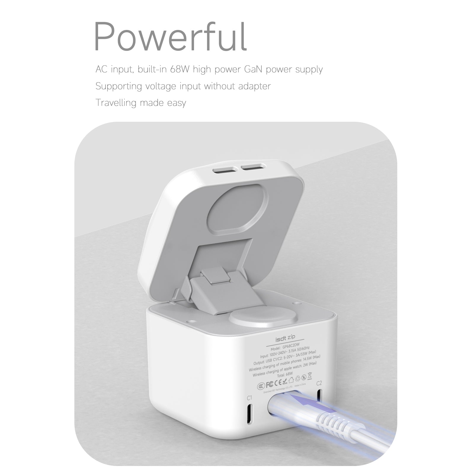 zip Magsafe Charger Stand,3 in 1 Wireless Magsafe Charger with 2x33W USB C  Charge Ports for iPhone/Apple Watch/iPad/iPod,Portable Magsafe Charger for  