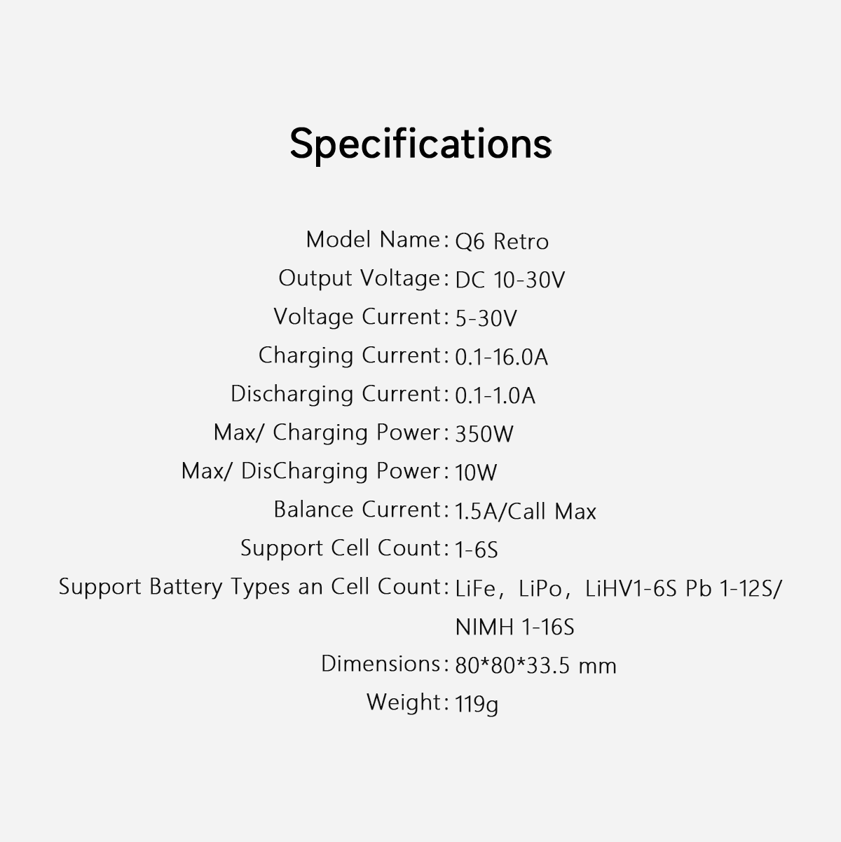 ISDT Q6 Retro 350W 16A DC Smart Pocket Charger, XT60 Battery Charger for 1-6S Life/LiPo/LiHV, Compact & Portable with USB-C Firmware Upgrade, Adjustable Digital Power Supply Mode ISDT