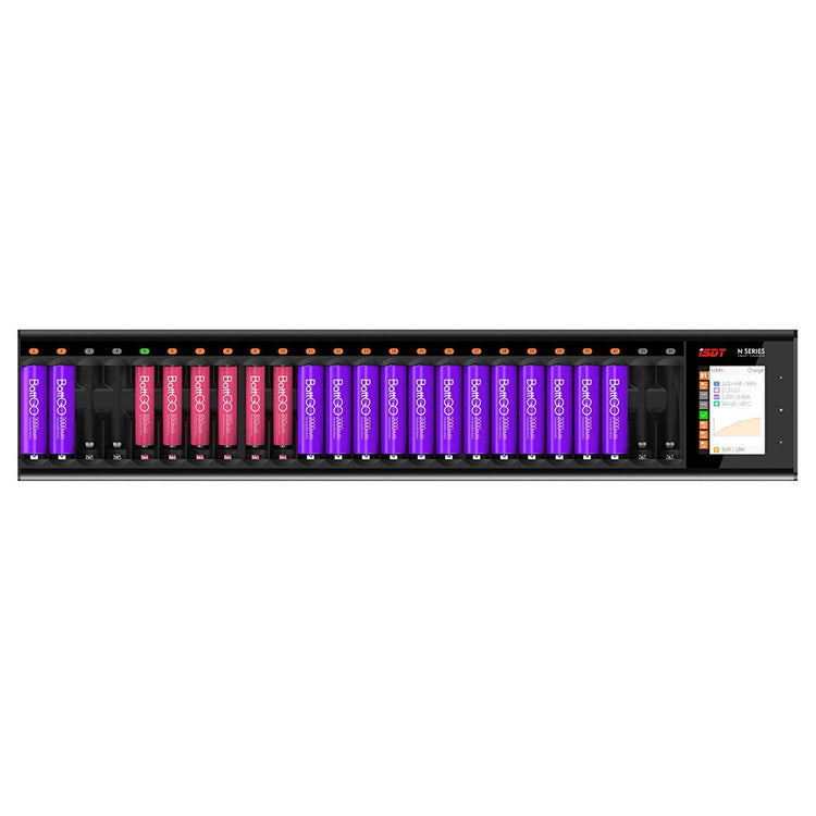 N24 LCD 24-Slot Battery Charger for Rechargeable Batteries, 48W Fast Charger for AA/AAA Batteries ISDT