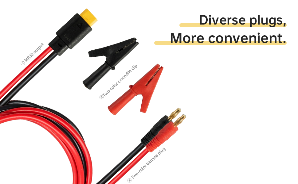 ISDT MR30 Output Cable Silicone Wire For MP305 Power Supply, 4mm Banana Plug with Replaceable Alligator Clips ISDT Shop