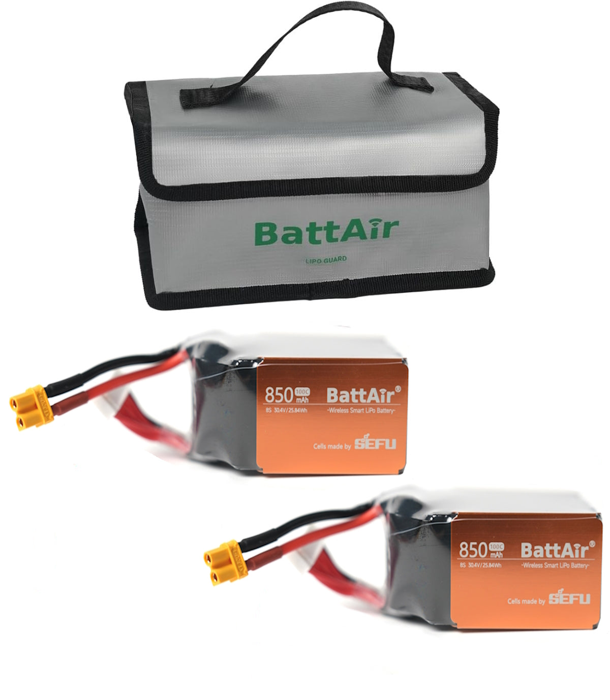 ISDT 30.4V Smart Lipo Batteries 8S 850mAh 100C BattAir RC Car Battery with XT-60 Connector Hobby Batteries with Lipo Bag for RC Airplanes, Helicopters, Planes, Boats 1:10, Mobile Phone Controllable (2 Packs) ISDT Shop
