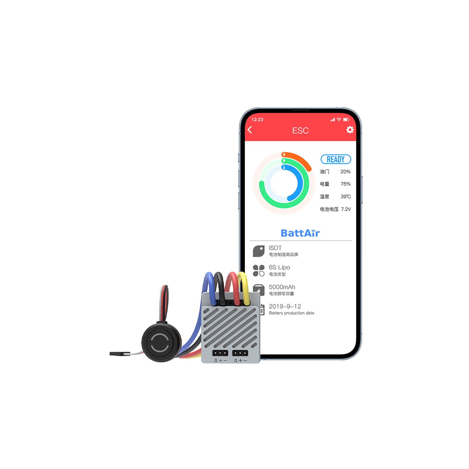 ESC 90スマートRC電子速度コントローラー、WP 1080 90/180Aブラシ付き