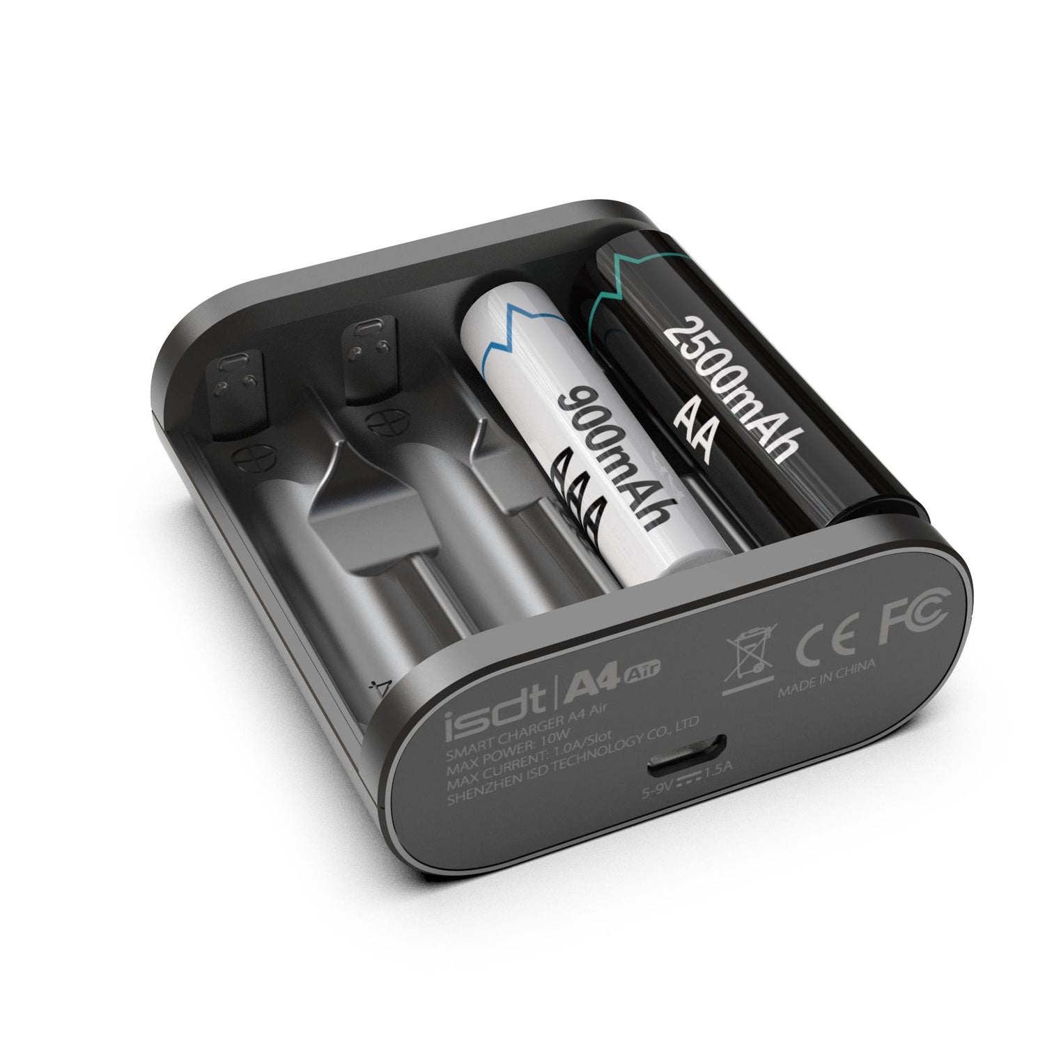 A4 Air Battery Charger, Smart AA/AAA -batterijlader met Bluetooth -verbindingsfunctie