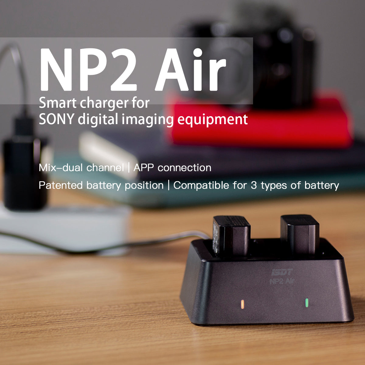 NP2 Air Camera Battery Charger,NP-FZ100 NP-FW50 NP-BX1 Bluetooth Charger for Sony Batteries ISDT