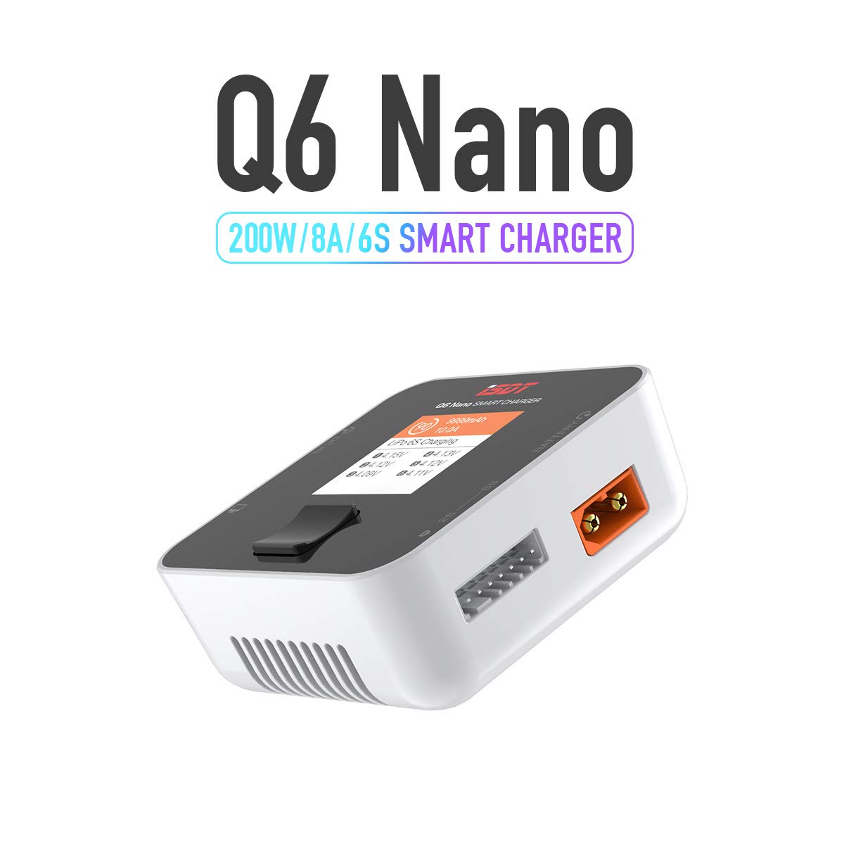 Q6 Nano Lipo Charger、DC 200W RCバッテリー用のスマートポータブルデジタル充電器